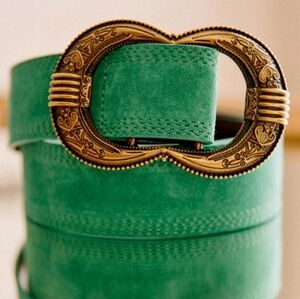 Sezane blue/Green Belt with Gold Buckle